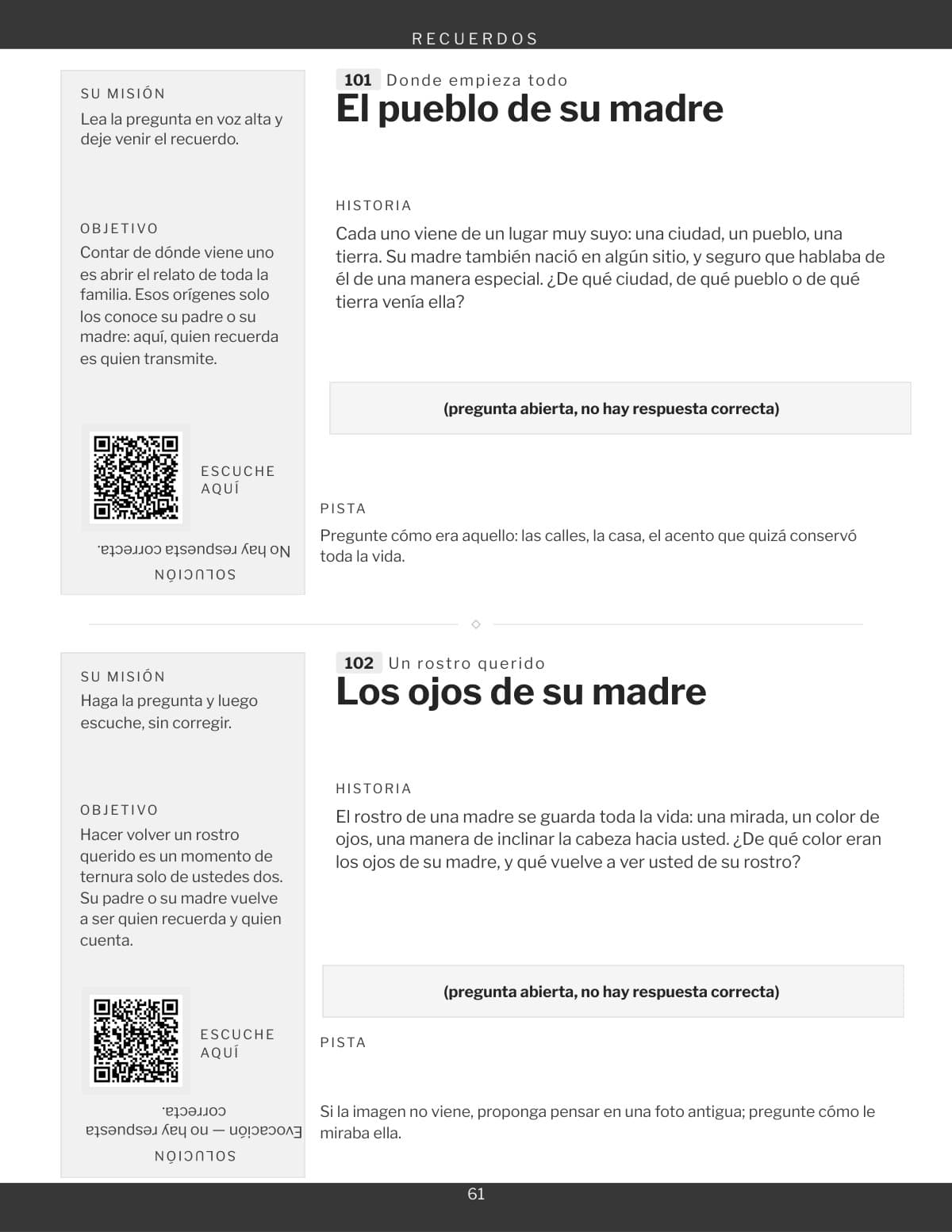 Una página de la rúbrica Recuerdos, dos juegos y su cuadrado